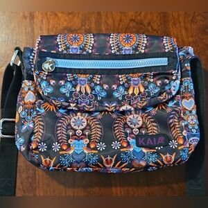 Cross Body Bag Purse Blue Multi color Boho Style KAIA